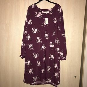 NWT Loft Plus Maroon Floral Dress